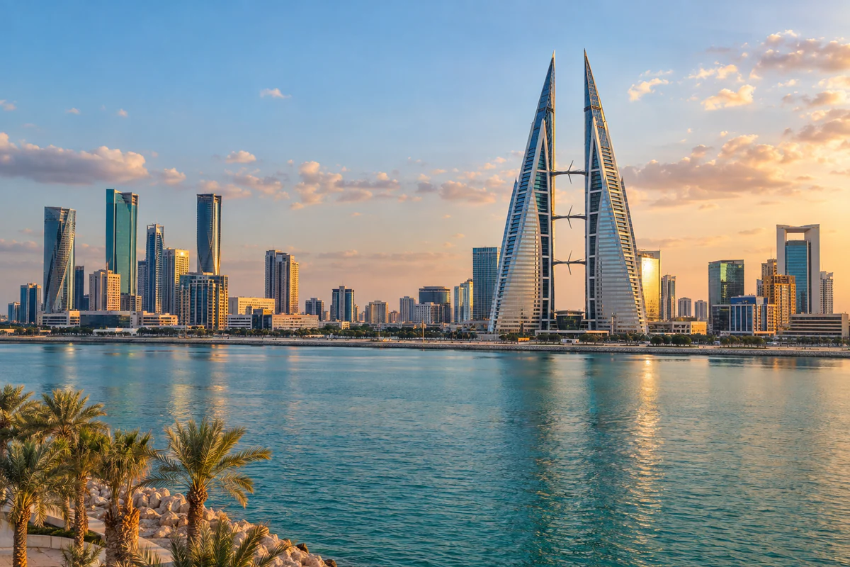 Elevated city view in Manama, Bahrain
