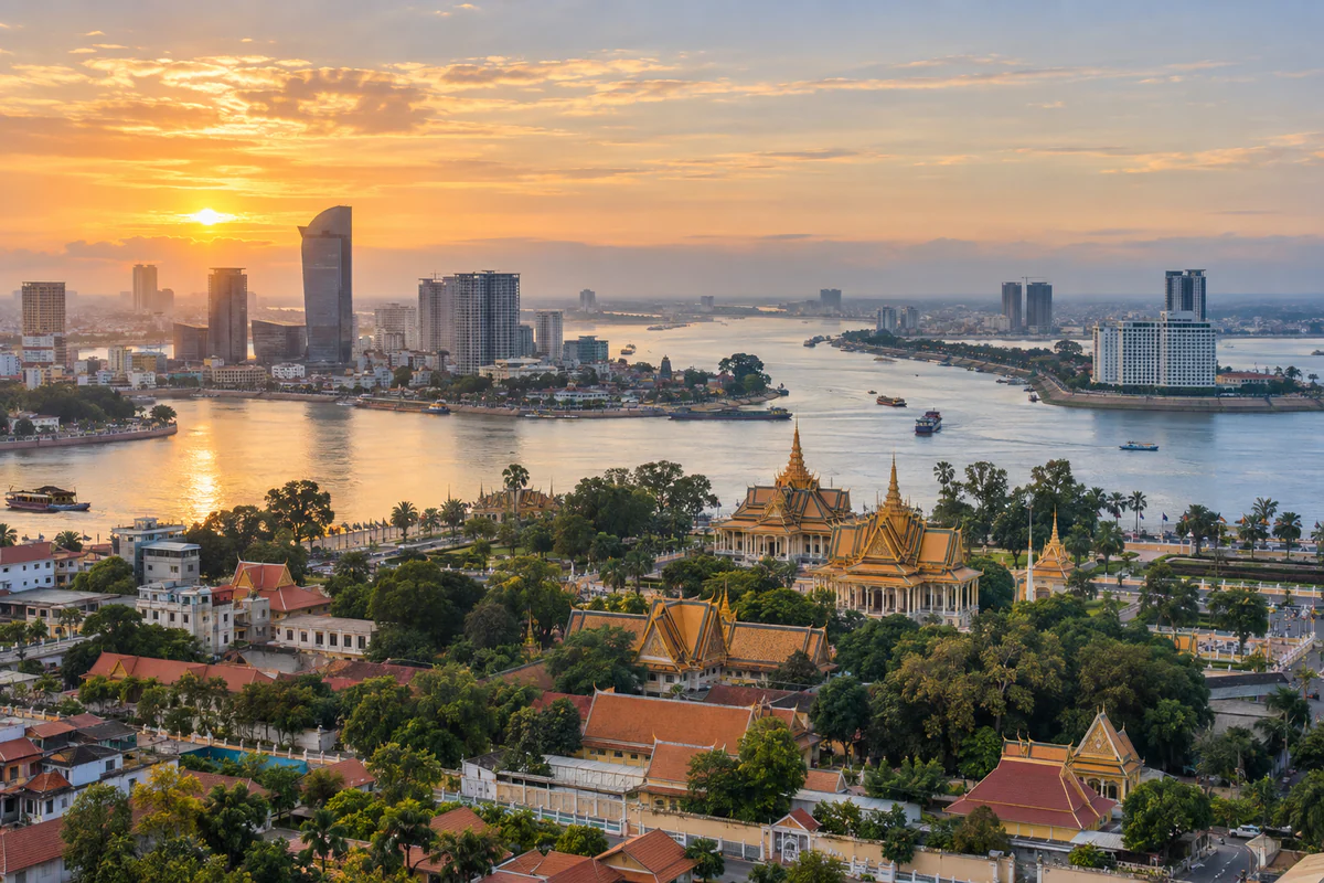 Elevated view of Phnom Penh, Cambodia