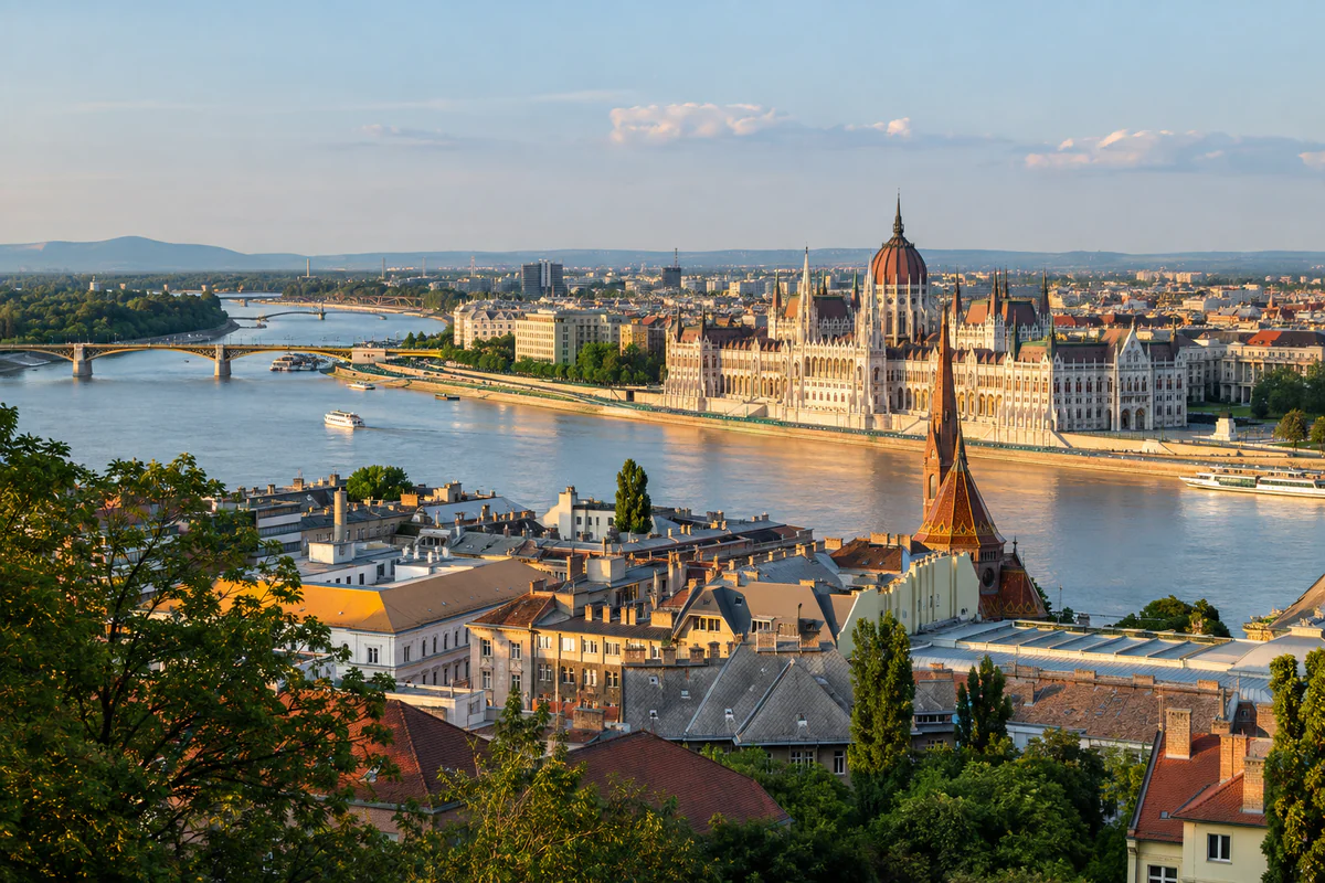 Elevated city view in Budapest, Hungary