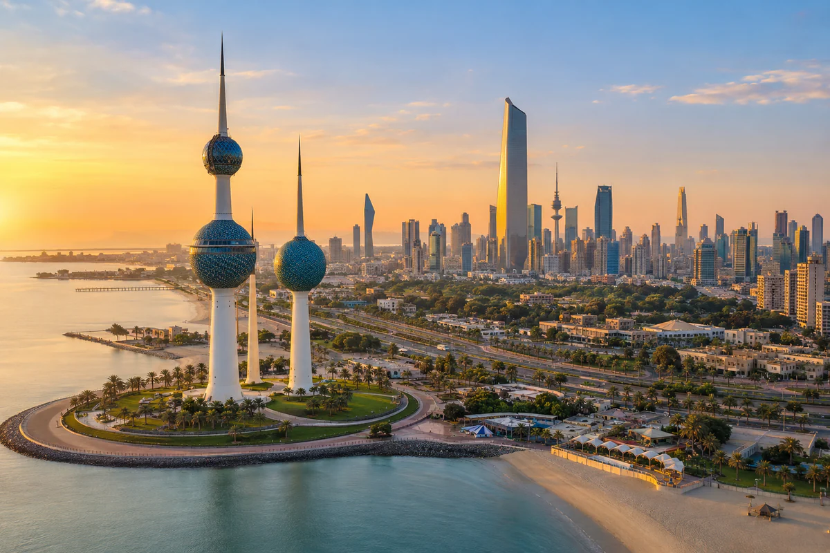 Elevated city view in Kuwait City, Kuwait